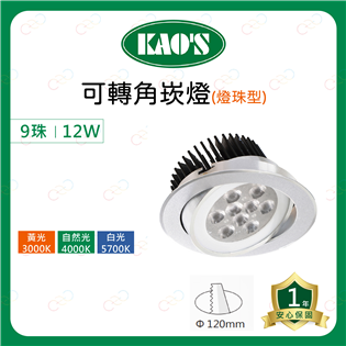 (A Light)附發票 KAOS LED 可轉角崁燈 