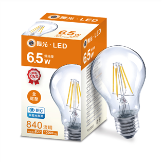 ￼舞光 LED 6.5W 清光A60 燈絲燈 藍寶石基板 黃光 E27 全電壓 工業風 燈泡 6.5瓦 鎢絲燈泡